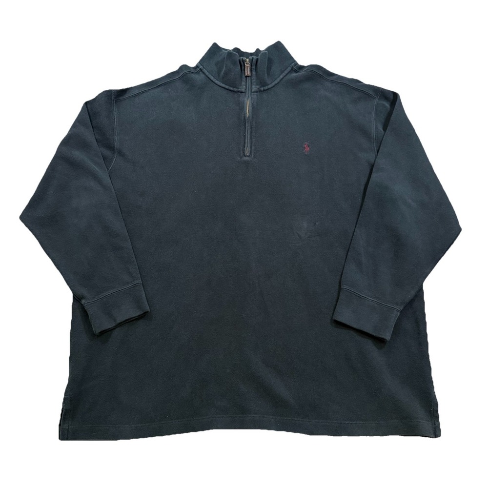 Polo Ralph Lauren Men's Quarter Zip Faded Knit Sweater Academia Preppy Pony 2XB